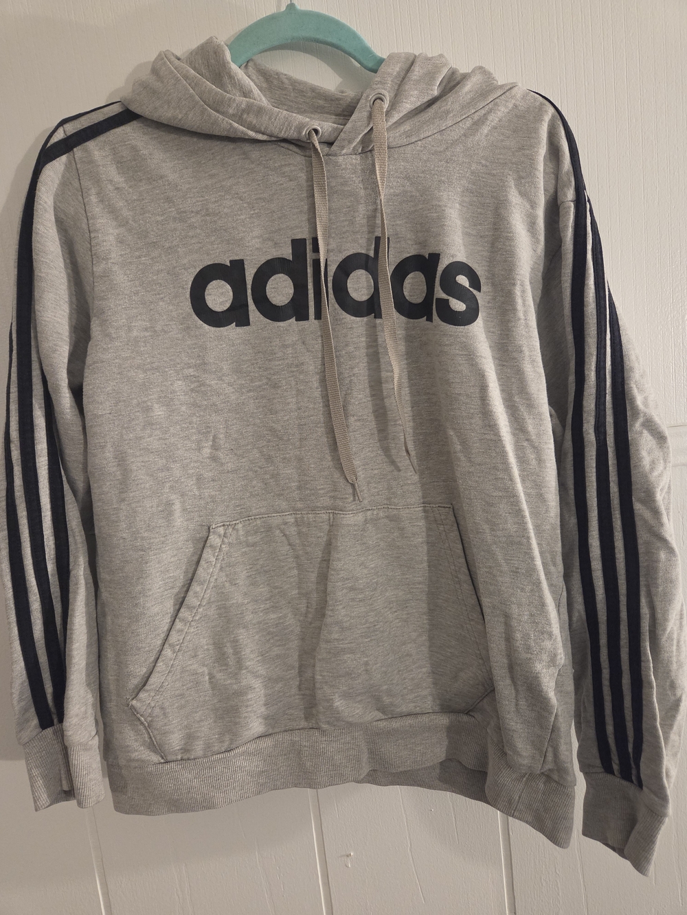adidas Men’s Gray Logo Hooded Sweatshirt